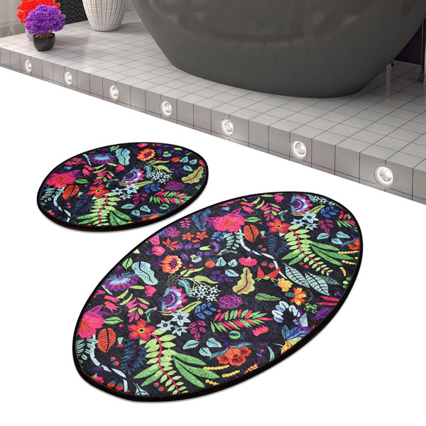 Bless international 100 Velvet Fabric Bath Rug with NonSlip Backing